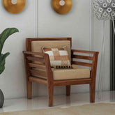 Fusta Solid Sheesham Wood 1 Seater Sofa (Natural Finish)
